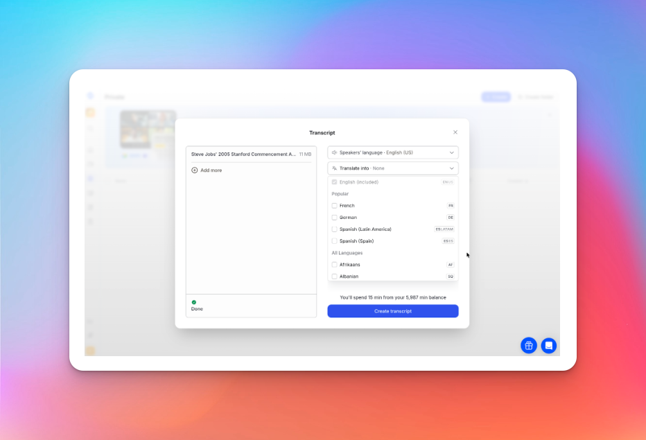 happyscribe transcription and subtitles features