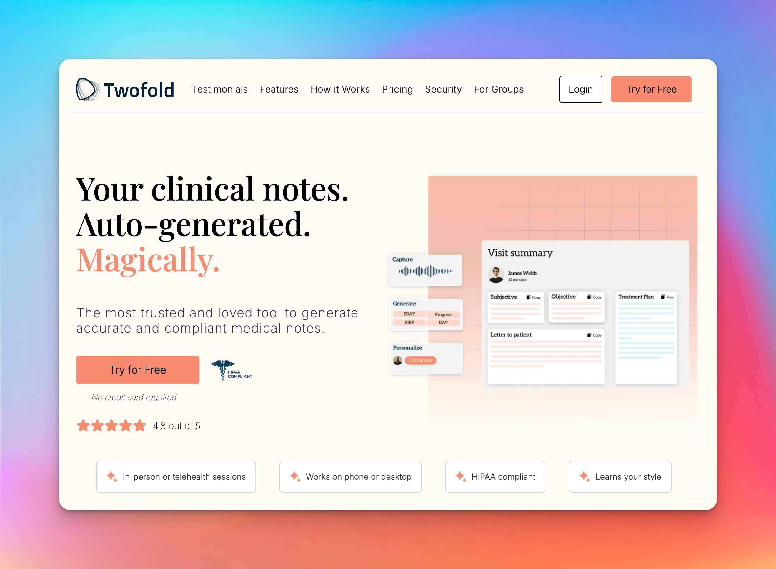 twofold ai scribe screenshot