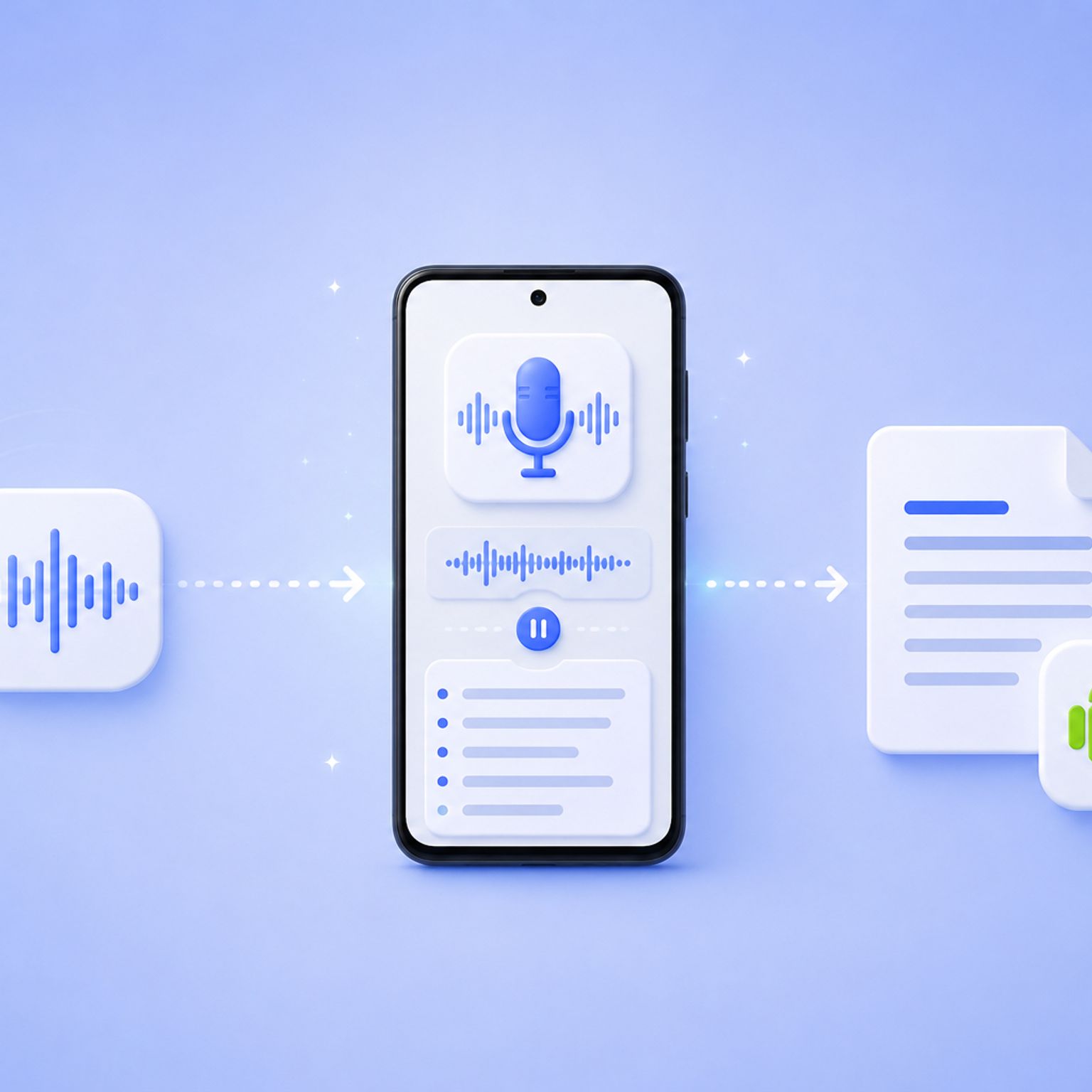Transcrever áudio no Android com a aplicação móvel
