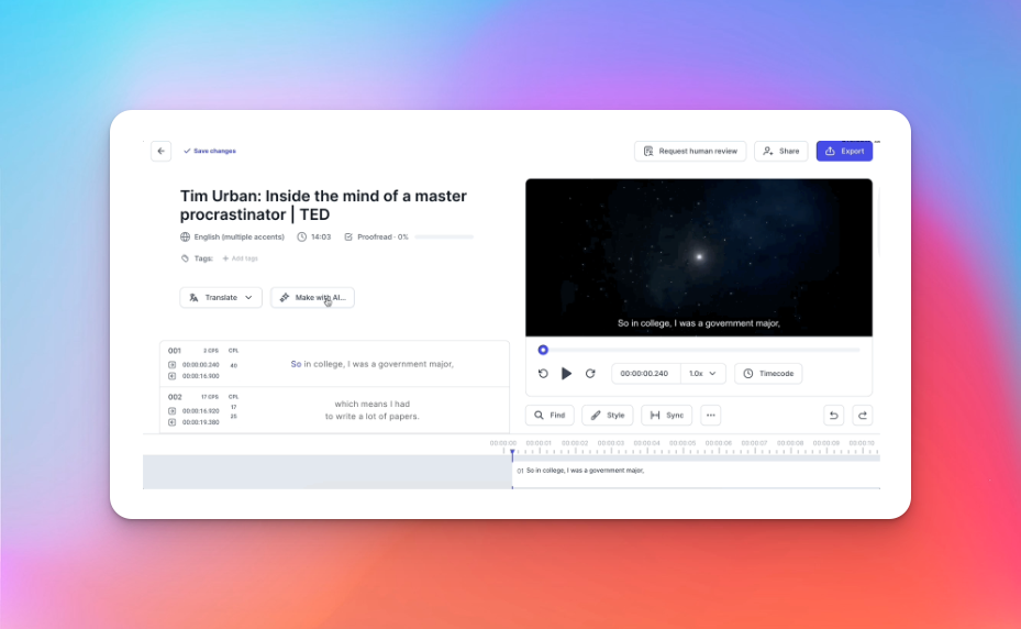 screenshot video translation tool happyscribe