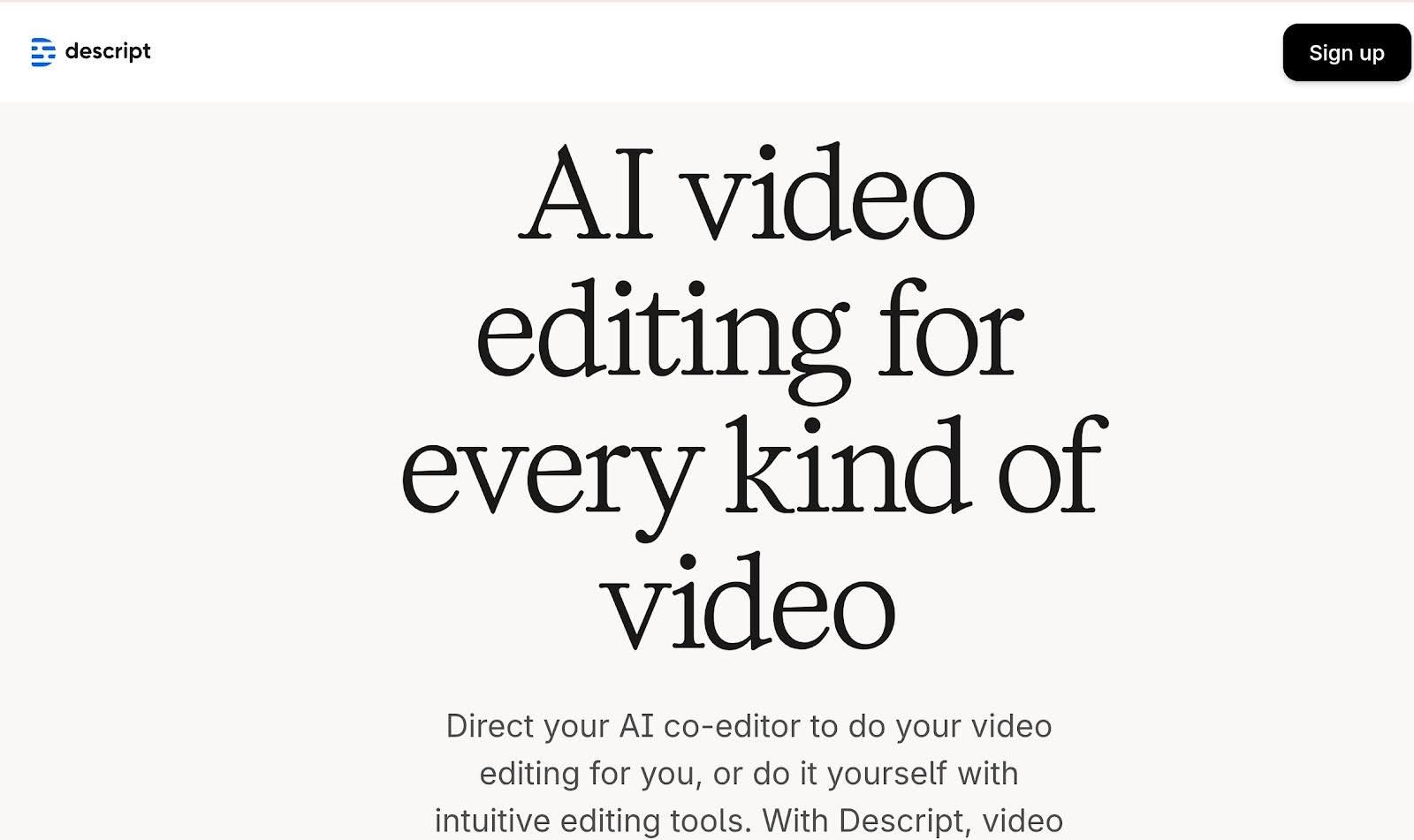 descript homepage screenshot