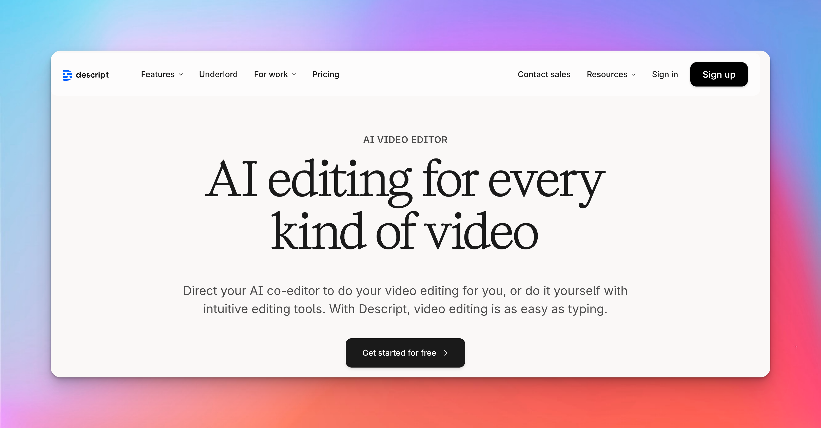 descript homepage screenshot