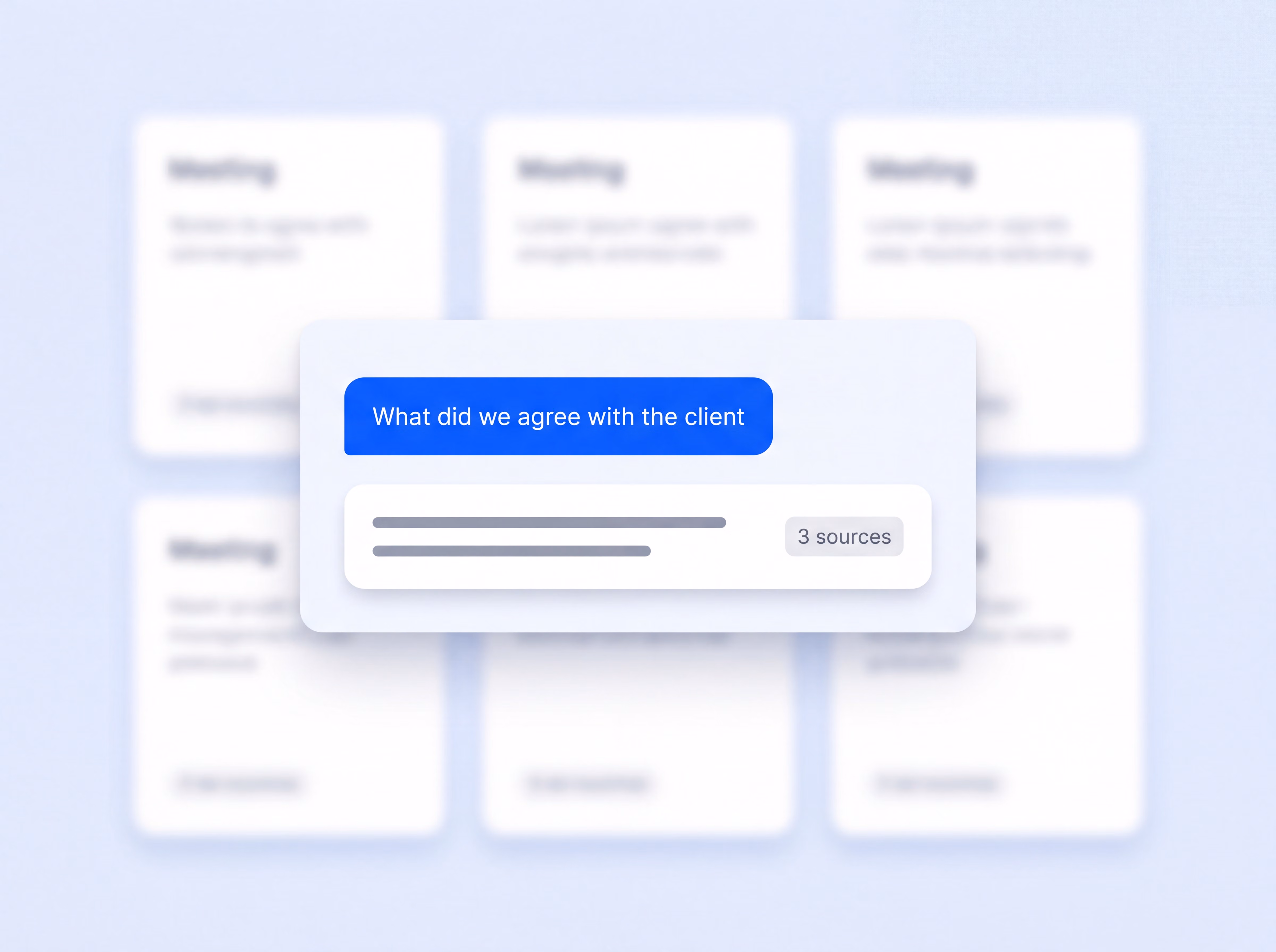 AI Chat answering a question across a folder of meeting notes