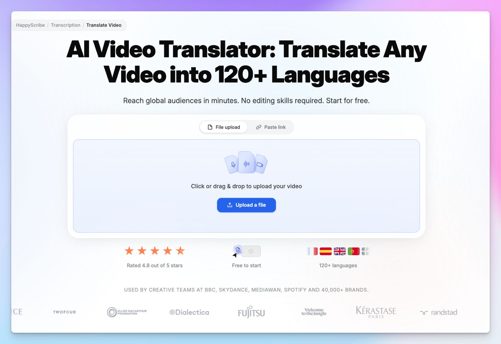 HappyScribe AI note taker translates meeting notes