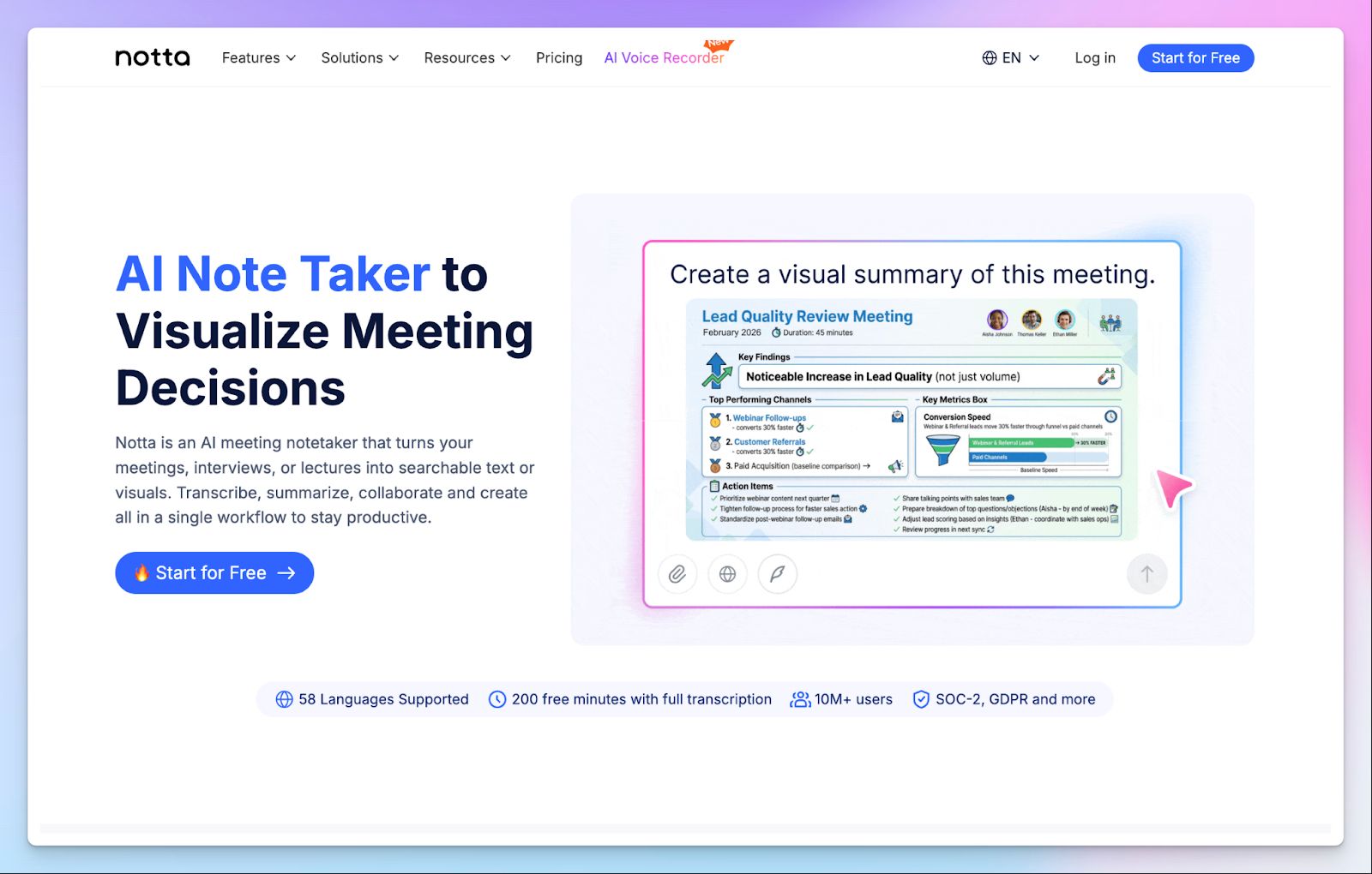 Notta - Tactiq alternative for AI meeting notes
