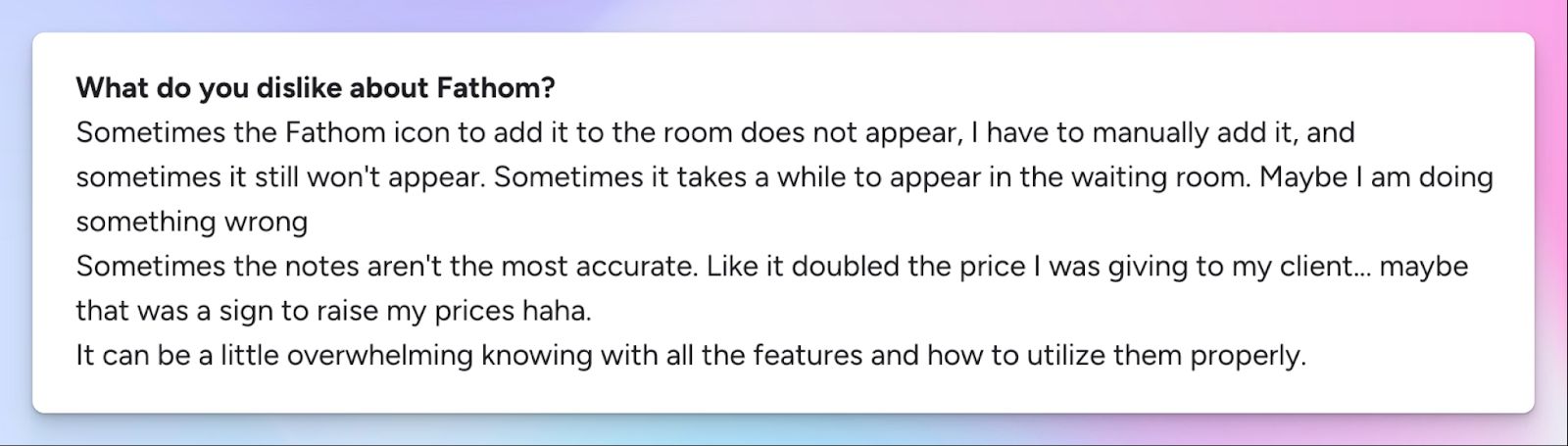 Fathom AI meeting notes are not accurate or in-depth
