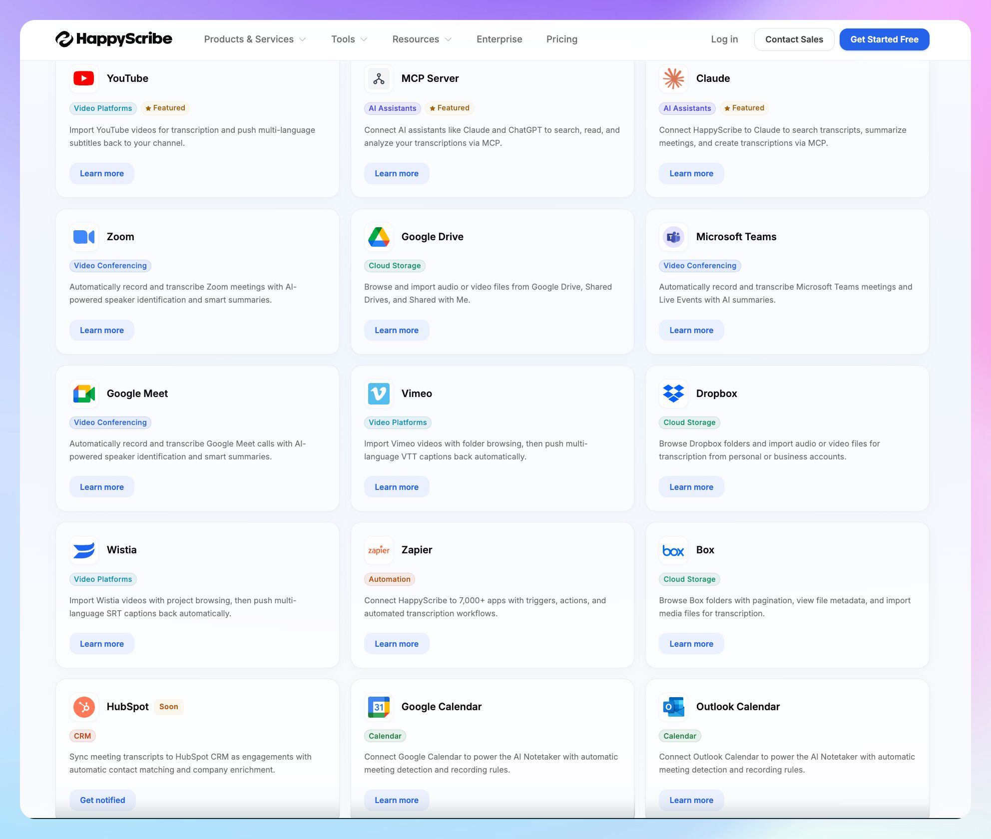 Die Integrationen von HappyScribe