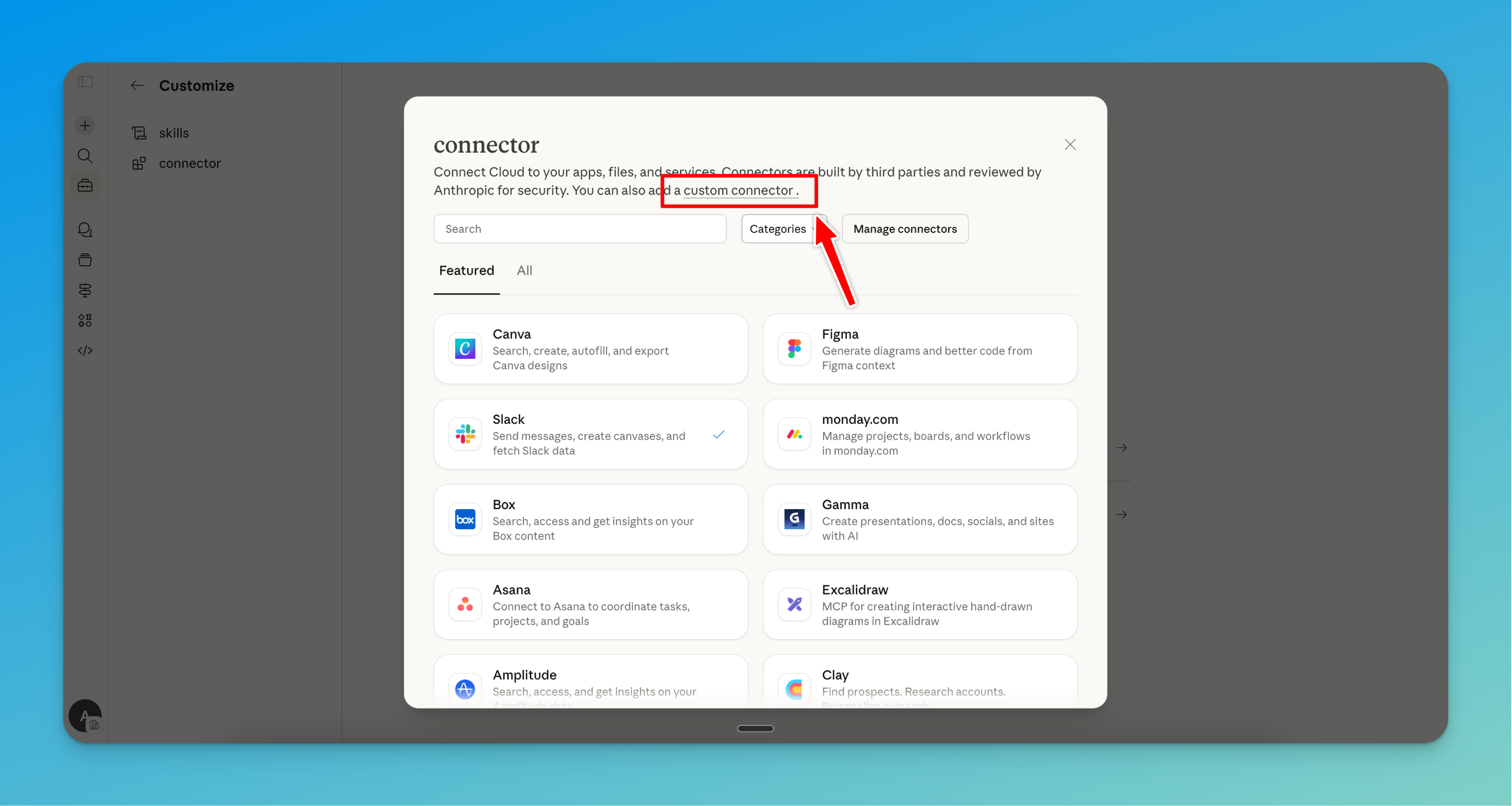 Screenshot: Claude Settings — Integrations page